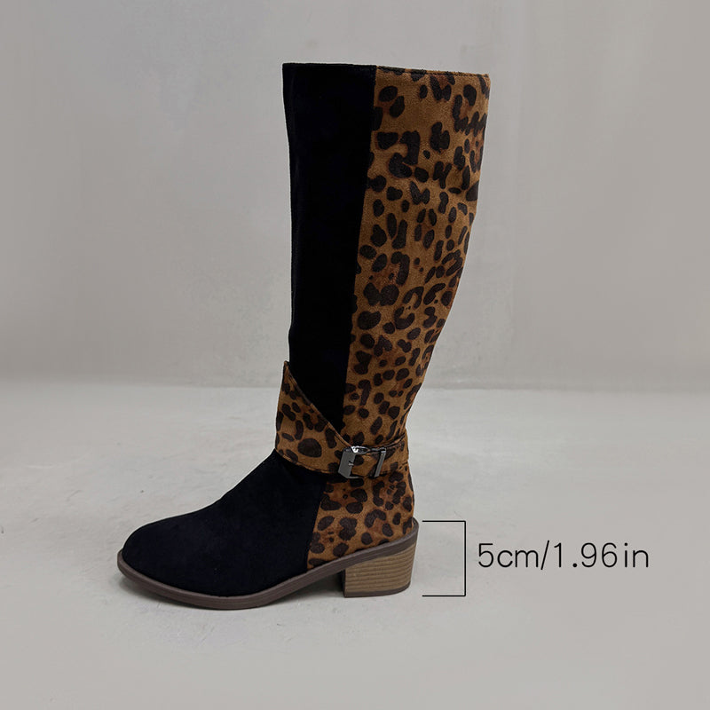 🐆 50% DE RÉDUCTION! ✨ Bottes d'Équitation Femme Imprimé Léopard - Tige Haute en Cuir Véritable avec Semelle Antidérapante pour Style Équestre et Urbain 🏇👢
