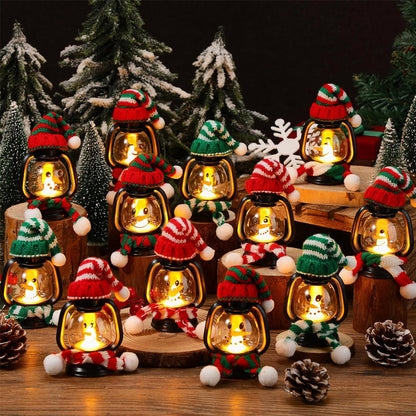 Décoration de Noël : Mini Lanterne Bonhomme de Neige avec Bonnets et Écharpes