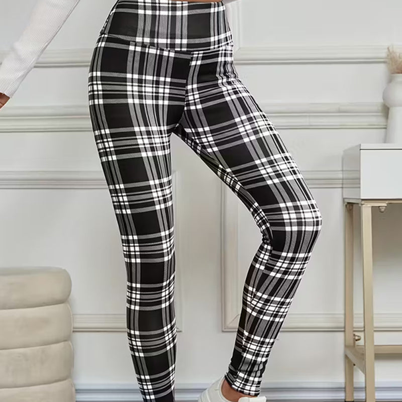 Leggings à carreaux doublés polaire pour femmes – des vêtements d'hiver doux, extensibles et élégants 🧣