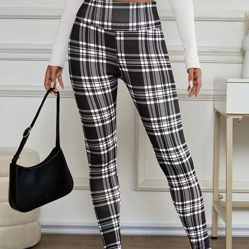 Leggings à carreaux doublés polaire pour femmes – des vêtements d'hiver doux, extensibles et élégants 🧣