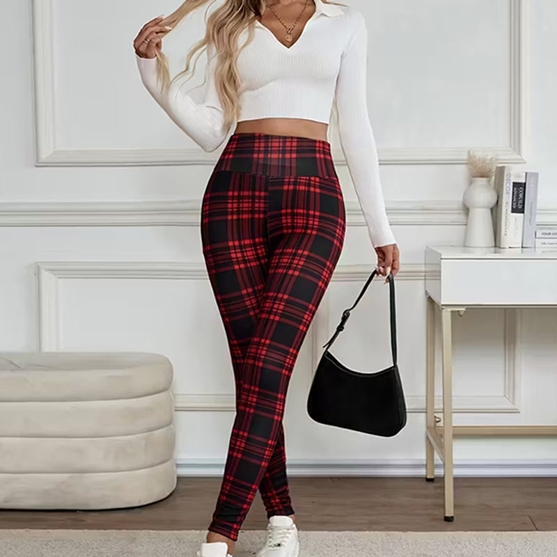 Leggings à carreaux doublés polaire pour femmes – des vêtements d'hiver doux, extensibles et élégants 🧣