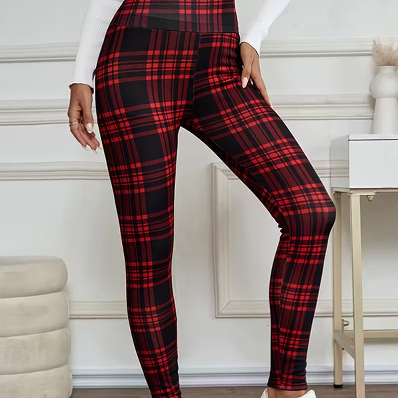 Leggings à carreaux doublés polaire pour femmes – des vêtements d'hiver doux, extensibles et élégants 🧣