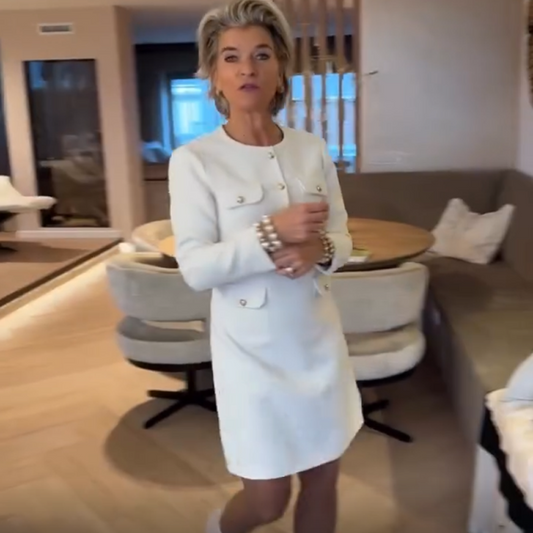 Robe fourreau à col rond et manches longues pour femme