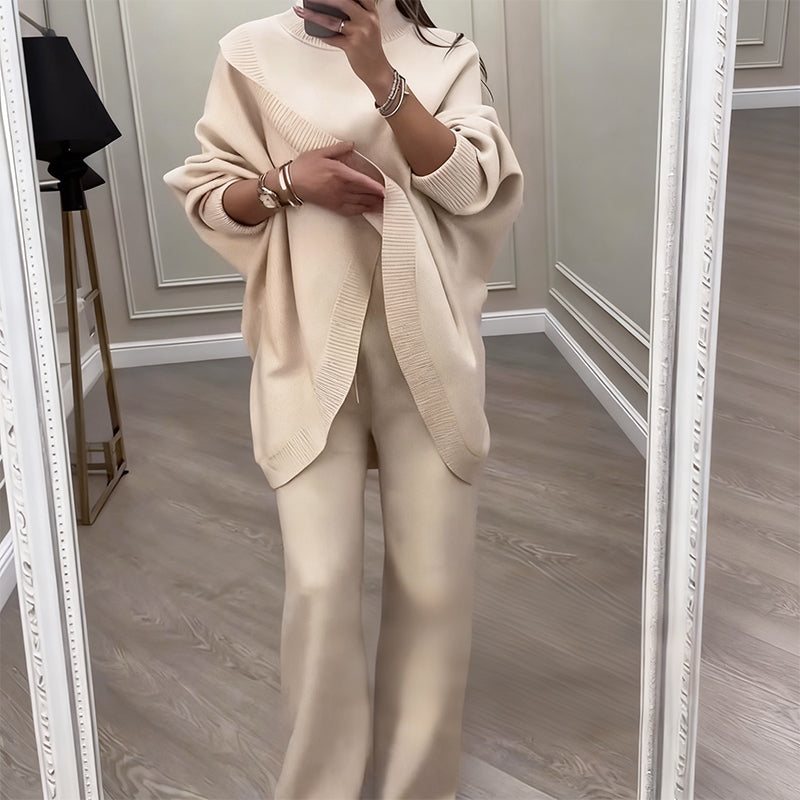 🔥Ensemble 2 pièces femme👚Pull asymétrique + pantalon large, coupe ample et tissu doux, ultra confortable✅