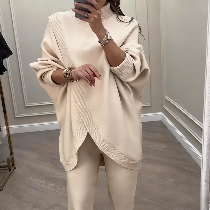 🔥Ensemble 2 pièces femme👚Pull asymétrique + pantalon large, coupe ample et tissu doux, ultra confortable✅