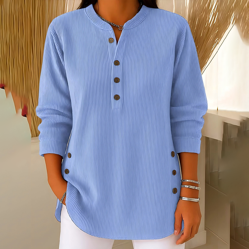 👗👚Hauts Henley en velours côtelé boutonnés pour femmes：chic et flatteur pour tous les looks📢📢60% DE RÉDUCTION !!! ✨