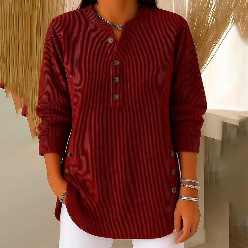 👗👚Hauts Henley en velours côtelé boutonnés pour femmes：chic et flatteur pour tous les looks📢📢60% DE RÉDUCTION !!! ✨