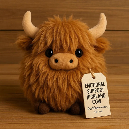 🔥🐂Peluche Vache Highland Soutien Émotionnel