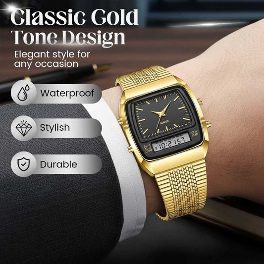 ⌚ PROMO LIMITÉE 50% DE RÉDUCTION ! 💥 Montre Rétro Carrée Multifonction – Double Affichage, Alliage Zinc, Acier Inoxydable ✨