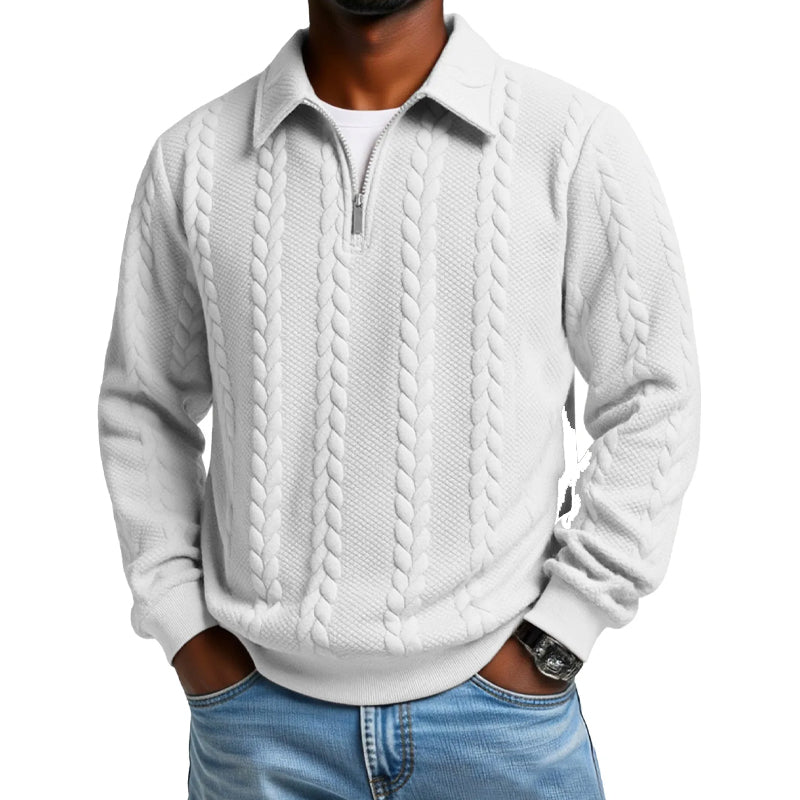 🔥Pull-over décontracté à demi-zip et à torsades pour homme