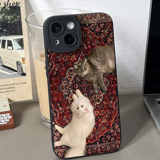 Coque de téléphone artistique imprimée d'un chat avec protection pour l'appareil photo