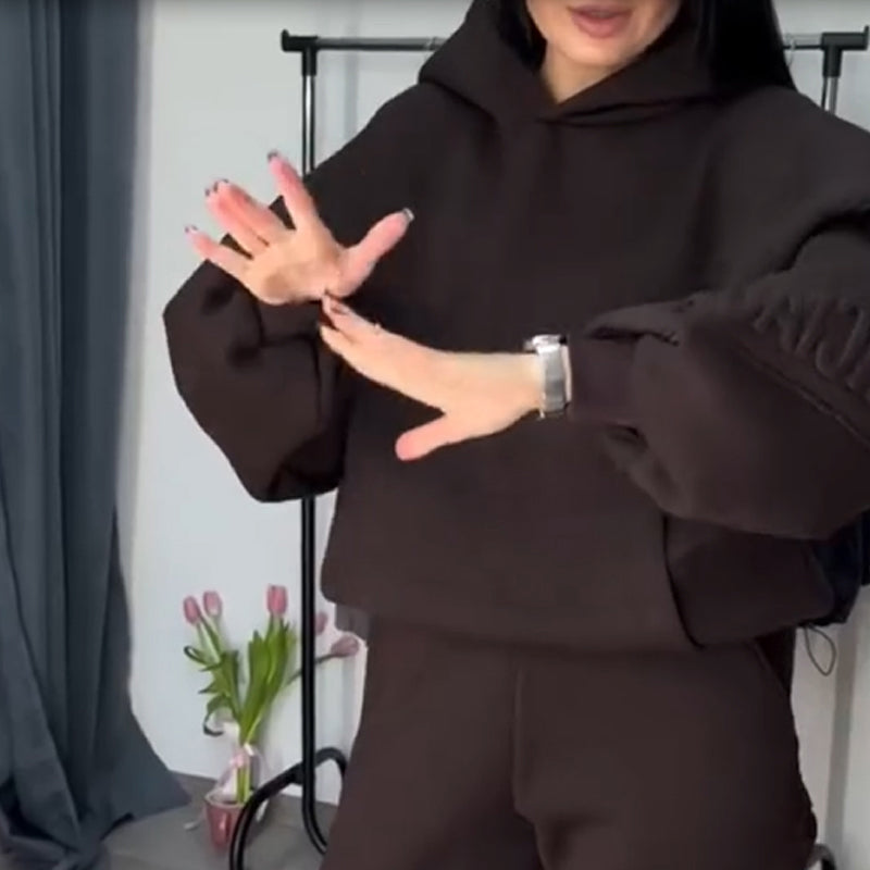 Ensemble survêtement 2 pièces à capuche pour femme