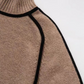 Pull à col roulé contrasté en maille côtelée pour femme