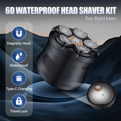 Kit de rasoir imperméable 6D pour hommes chauves