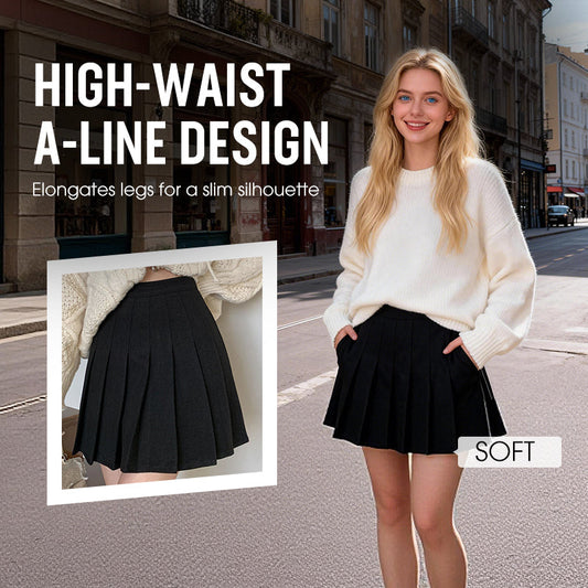 Jupe plissée taille haute vintage pour femme