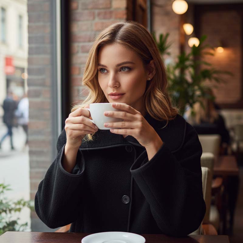 Veste à revers texturée et boutons pour femme
