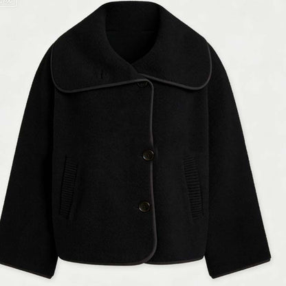 Veste à revers texturée et boutons pour femme