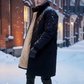Manteau d'hiver pour homme, longueur moyenne, avec doublure en peluche