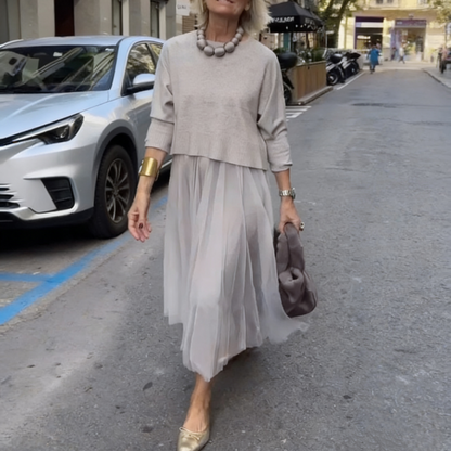 📢📢52 % de réduction !! ⏰Ensemble deux pièces composé d'un haut à manches longues en tricot pour femme et d'une robe sans manches