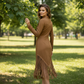 Robe midi rétro à fermeture éclair pour femme, avec pompon