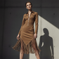 Robe midi rétro à fermeture éclair pour femme, avec pompon