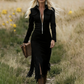 Robe midi rétro à fermeture éclair pour femme, avec pompon