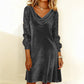 Robe élégante à manches pailletées et encolure drapée pour femme