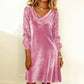 Robe élégante à manches pailletées et encolure drapée pour femme