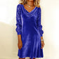 Robe élégante à manches pailletées et encolure drapée pour femme