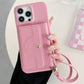Coque de téléphone protectrice avec portefeuille, miroir et dragonne