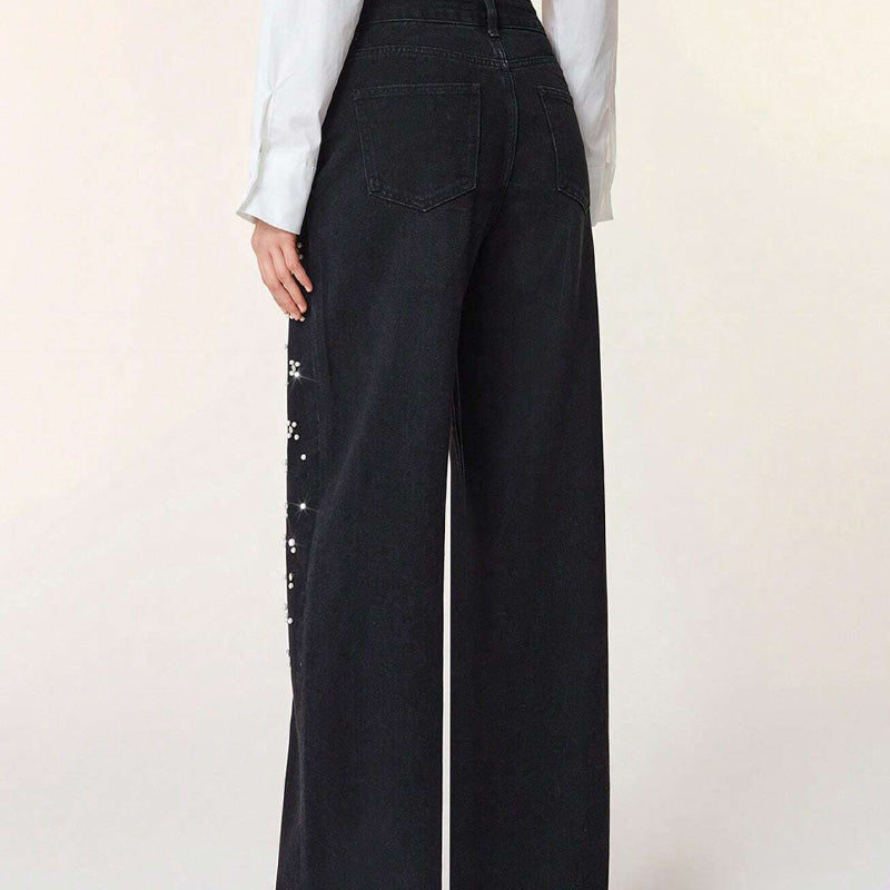 Pantalon en denim élégant et orné pour femmes