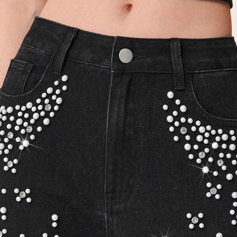 Pantalon en denim élégant et orné pour femmes