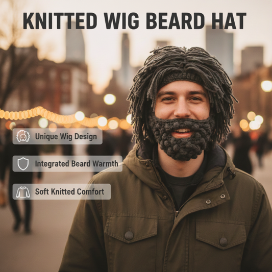 📢📢55 % de réduction !! ⏰ Chapeau Punk avec Perruque et Barbe Tricotée – Style Unique, Prêt à Porter & Accessoire de Déguisement 💥