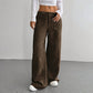 Pantalon décontracté à taille haute et coupe ample pour femme