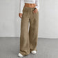 Pantalon décontracté à taille haute et coupe ample pour femme