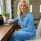 👖 50% DE RÉDUCTION! 🌙 Pyjama Femme Fausse Toile de Jean – 2 Pièces Doux & Confortable, Pour Dormir ou Style Décontracté 🏠