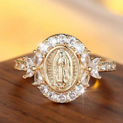 Bague élégante avec emblème de la Vierge Marie