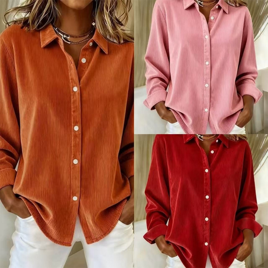 Chemise décontractée à manches longues et boutons pour femmes