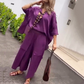Ensemble décontracté pour femme composé d'une chemise oversize et d'un pantalon à jambes larges