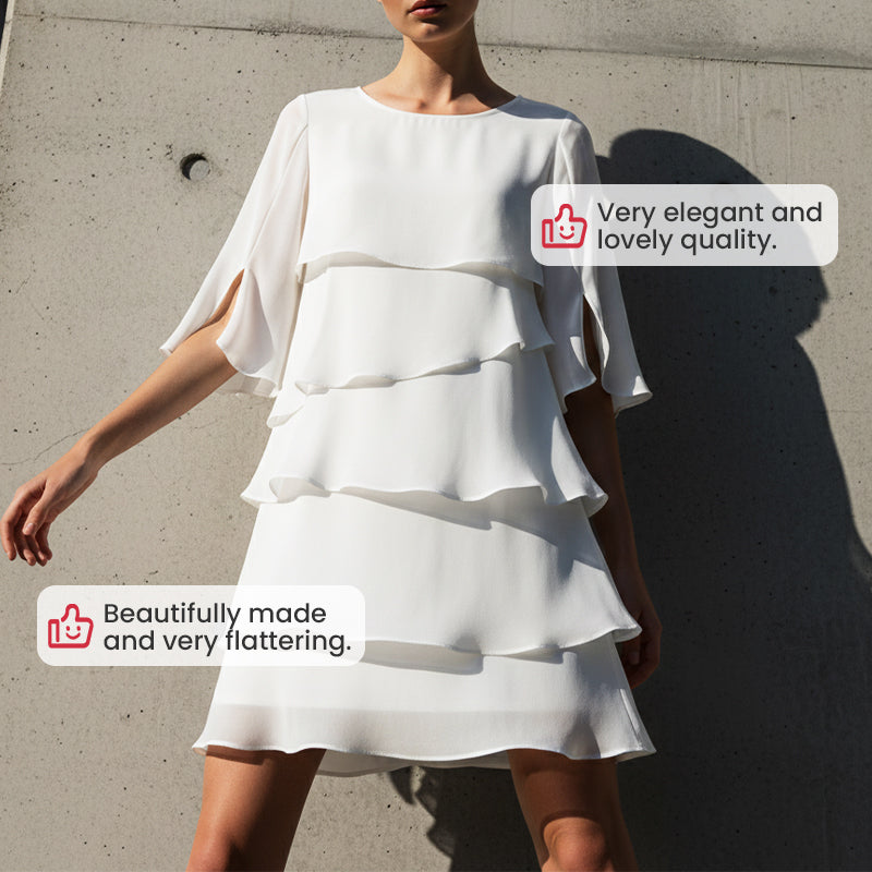 📢📢64 % DE RÉDUCTION !! ⏰ Robe à Superpositions & Manches Volantées | Élégance Décontractée au Féminin 🌸
