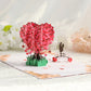 Carte de vœux en 3D avec arbre en forme de cœur