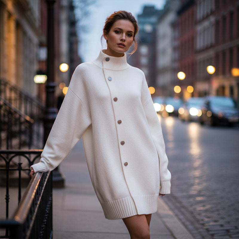 Gilet boutonné à col montant pour femme