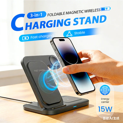 Support de charge sans fil magnétique pliable 3 en 1