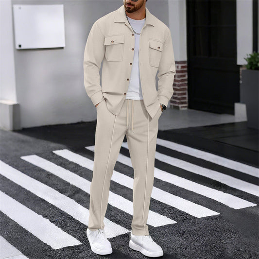 🔥 61 % DE RÉDUCTION ! ⏰ Ensemble homme veste boutonnée + pantalon en maille alvéolée – Coupe ample, tissu respirant & style casual élégant 👕👖
