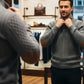 ✨👔 50% de réduction ! Sweat-shirt Homme à Col Jacquard Texturé – Coupe ample, coudières vintage & finitions premium