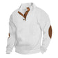 ✨👔 50% de réduction ! Sweat-shirt Homme à Col Jacquard Texturé – Coupe ample, coudières vintage & finitions premium