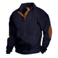 ✨👔 50% de réduction ! Sweat-shirt Homme à Col Jacquard Texturé – Coupe ample, coudières vintage & finitions premium