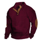 ✨👔 50% de réduction ! Sweat-shirt Homme à Col Jacquard Texturé – Coupe ample, coudières vintage & finitions premium