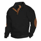 ✨👔 50% de réduction ! Sweat-shirt Homme à Col Jacquard Texturé – Coupe ample, coudières vintage & finitions premium