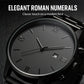 🎉💰 50 % de réduction ⚡ Montre quartz minimaliste pour homme avec date – Acier inoxydable entièrement noir, cadran romain et précision horlogère ! ⌚🖤
